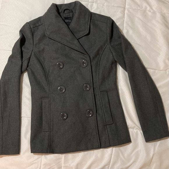 Rampage Grey Peacoat | Size S | Tailored | Office | Holiday | Fall Coats - Picture 4 of 13
